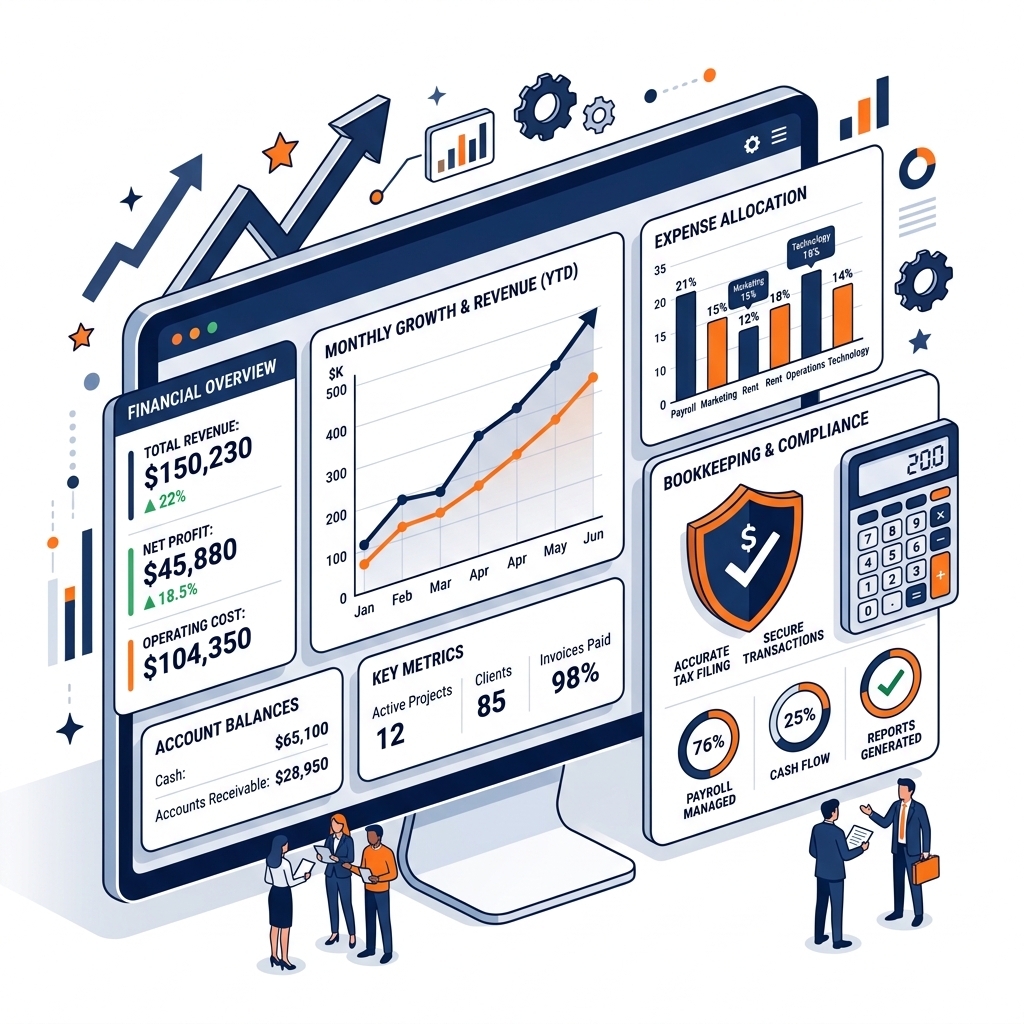 RH AccuBooks Financial Dashboard Illustration